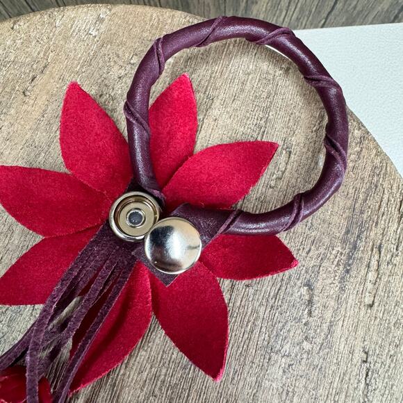 Genuine Leather Bag Charm Leather Purse Accessories Flower Bag Charm NEW - Picture 8 of 8